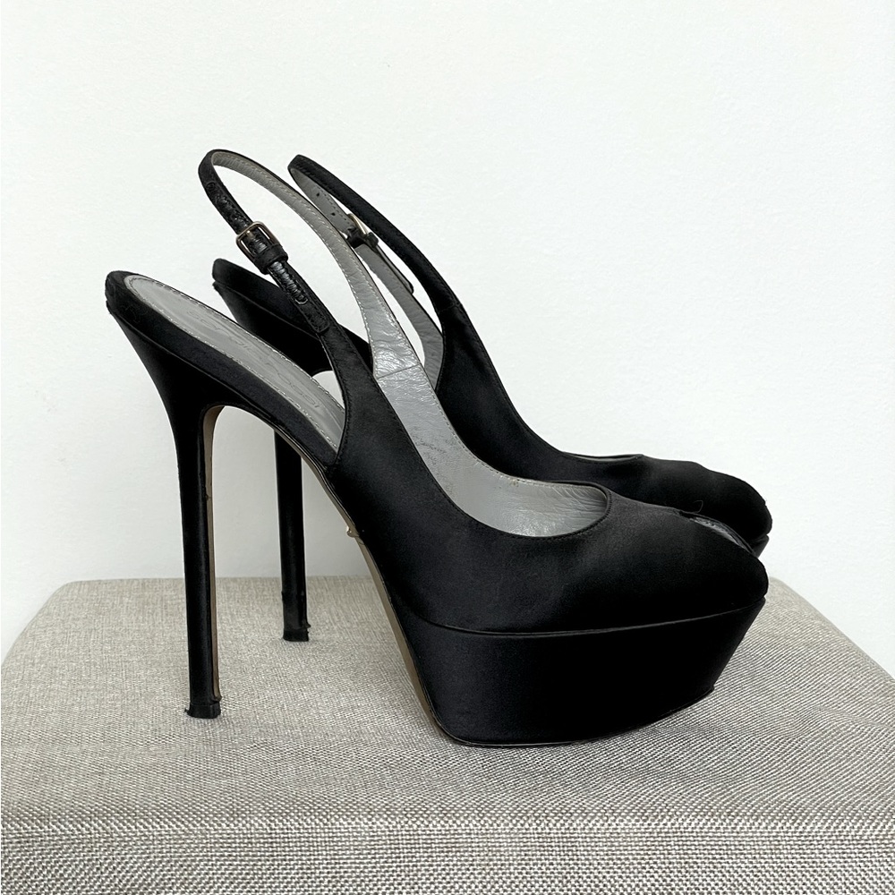 Sergio Rossi Satin slingback platforms SZ 6